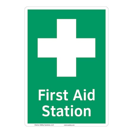 ANSI/ISO Compliant First Aid Station Safety Signs Outdoor Weather Tuff Aluminum (S4) 14 X 10